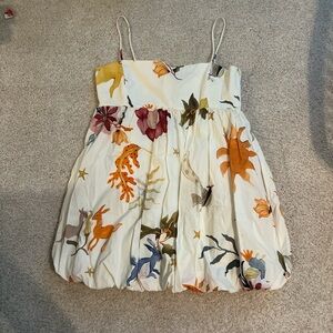 Zara Dress with Nature Print - Cream and Multicolor